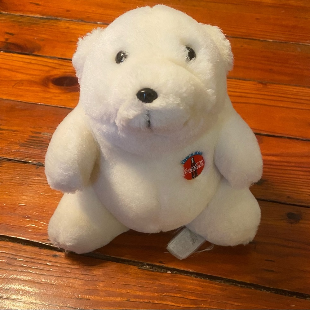 Retro Coca Cola Polar Bear Plush with Coca Cola Patch